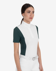 Equestro Women's Short Sleeve Competition Shirt with Mesh Inserts, Pine Grove