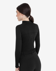 Equestro Women's Technical Knit Long Sleeve Training Shirt w/ 1/4 Zip, Black
