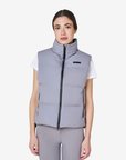 Equestro Women's Vest with Padded High Collar, Frost Grey