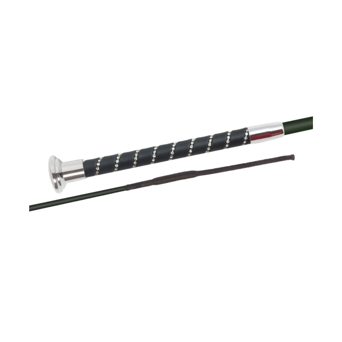 Fleck Dressage Whip, Silktouch Crystal Fiberglass Shaft, Crystal Chrome