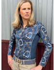 Arista Equestrian Ladies Elegance Quarter Zip Long Sleeve Training Shirt, Sapphire
