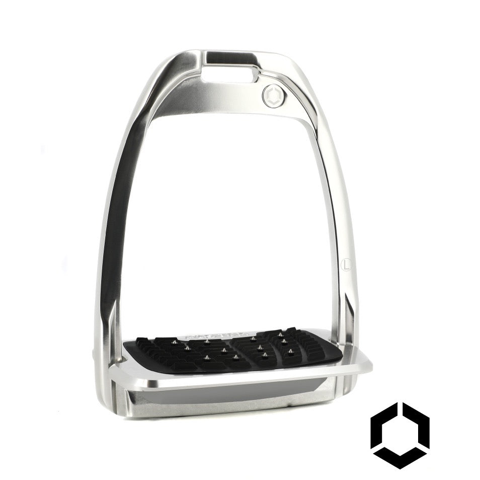 Flex-on Hunter H Stirrup Inclined Ultra Grip, Chrome/Grey