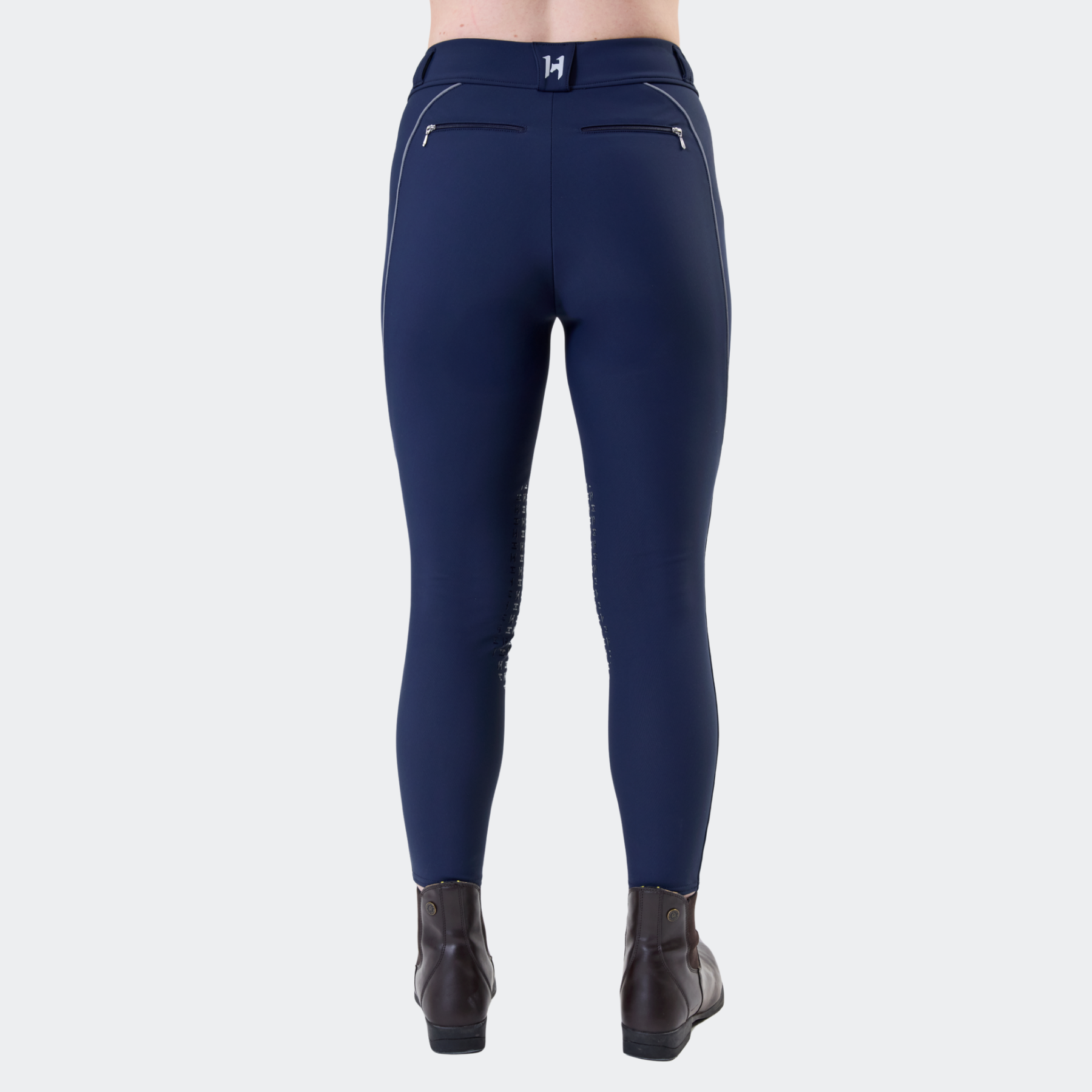 Horseware Easefit Hybrid Brushed Riding Tights Knee Grip, Navy