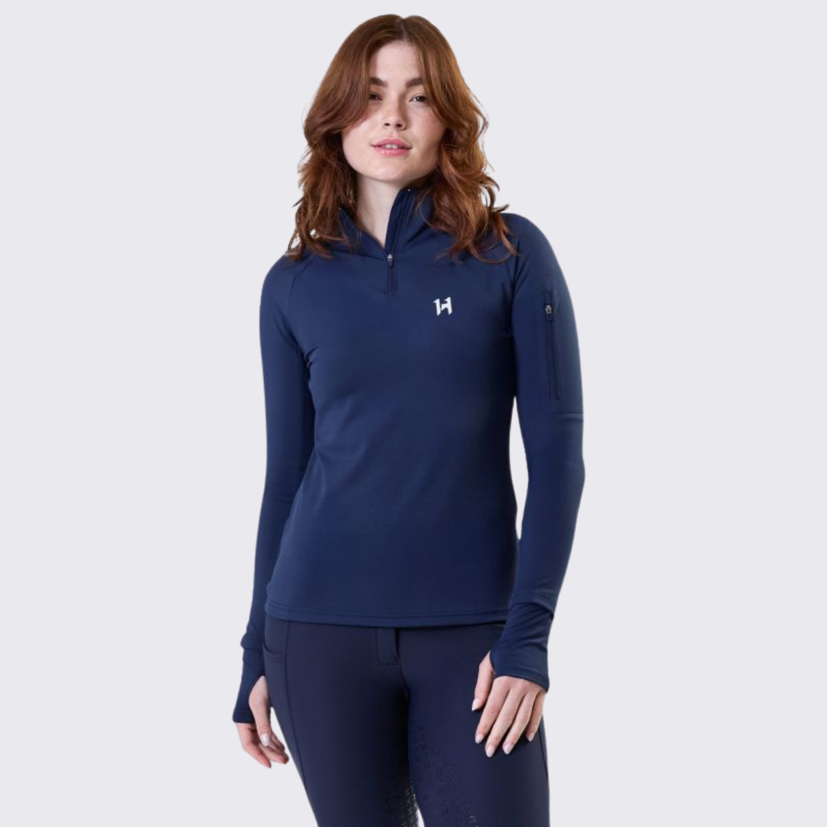 Horseware Strive Ladies Winter 1/4 Zip Training Shirt, Navy