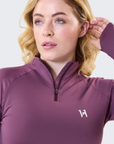 Horseware Strive Ladies Winter 1/4 Zip Training Shirt, Purple