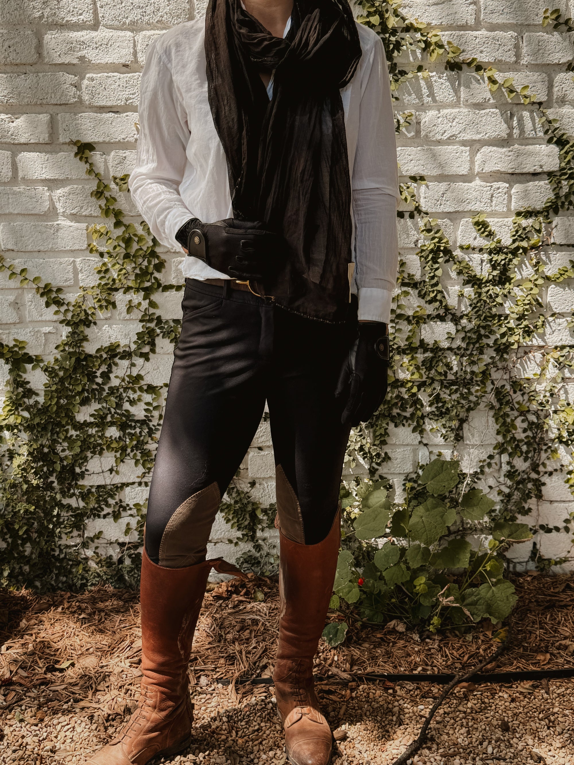 Sixteen Cypress Black Cotton Voile, Bridle Stitch Scarf