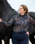 Montar Curve Haily Bridle Print Ladies Long Sleeve Training Shirt, Navy