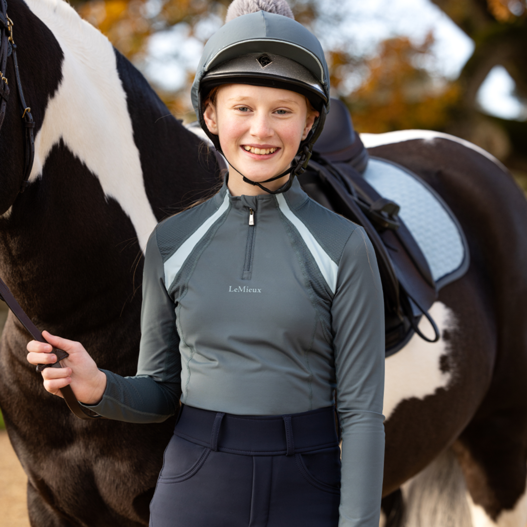 LeMieux Mia Young Rider Mesh Base Layer, Petrol