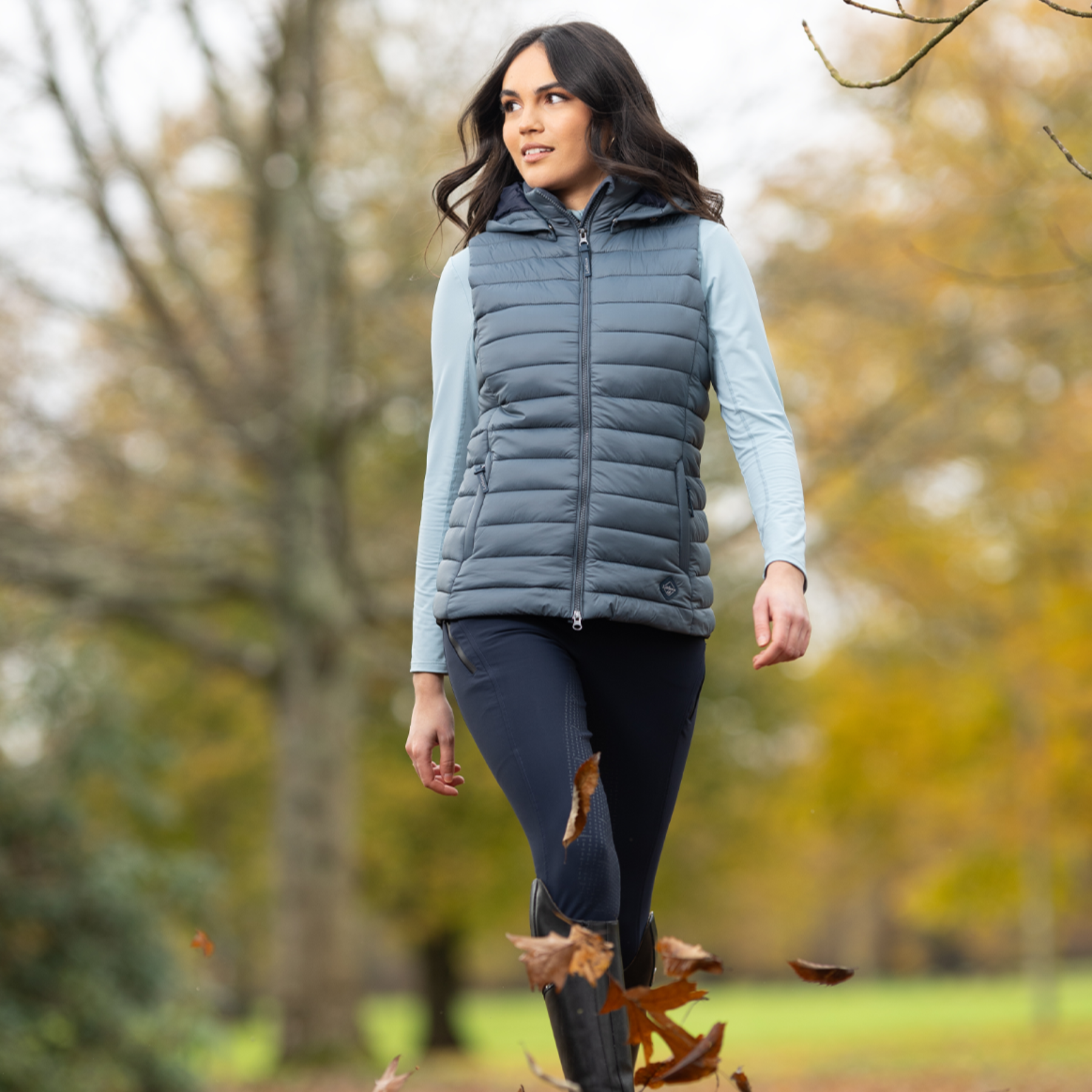 LeMieux Tilly Ladies Hooded Puffer Vest, Petrol