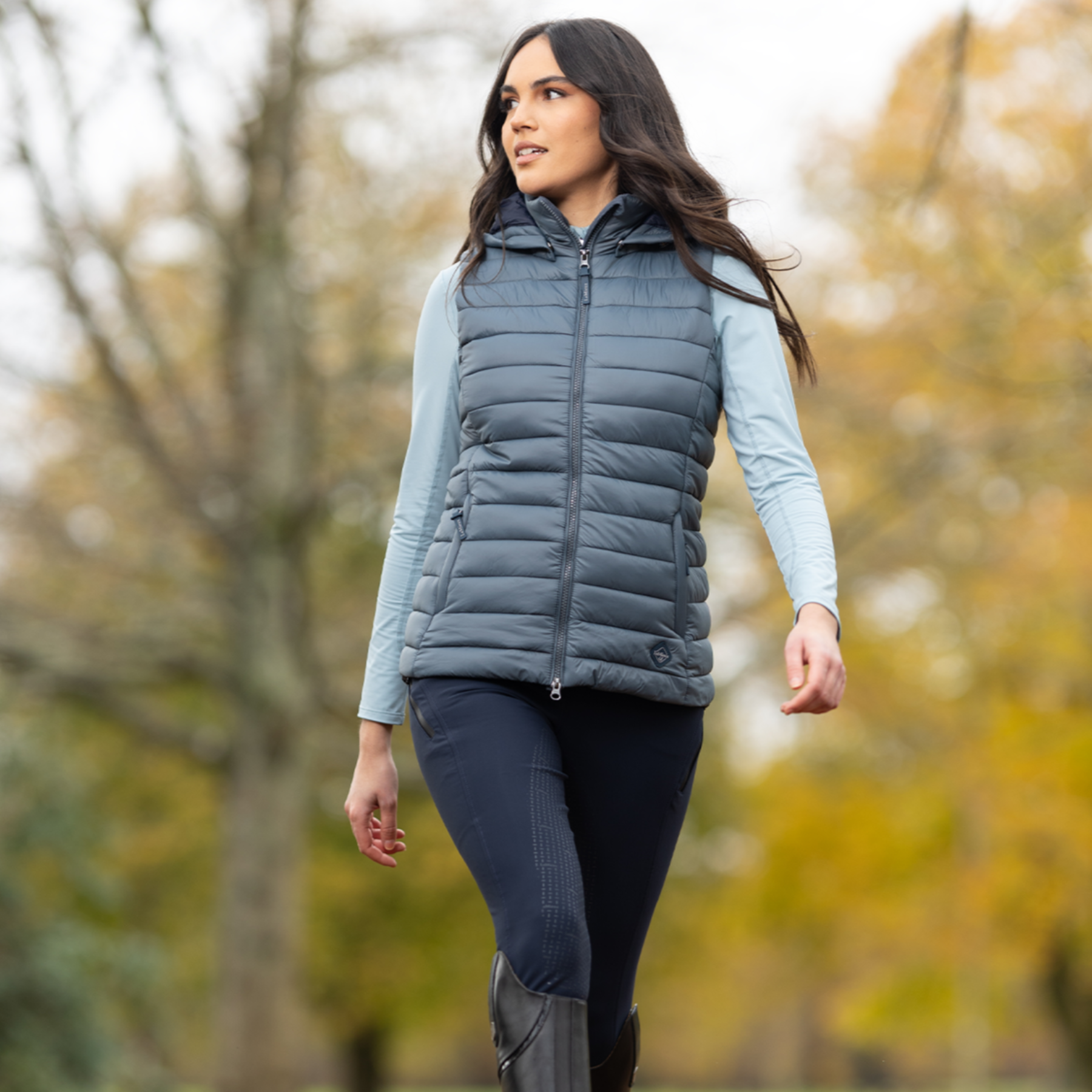 LeMieux Tilly Ladies Hooded Puffer Vest, Petrol