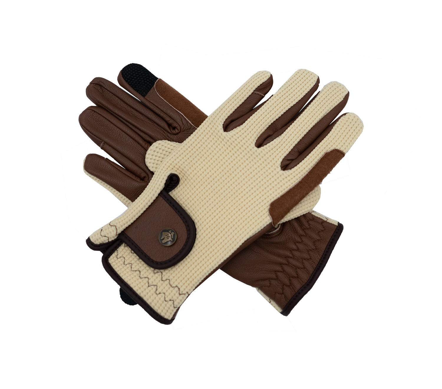Sixteen Cypress Riding Gloves, Ivory & Cognac