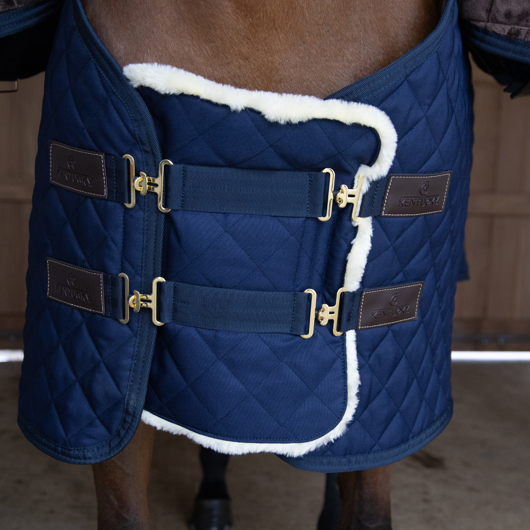 Kentucky Horsewear Chest Expander Quilted with Vegan Sheepskin, Navy
