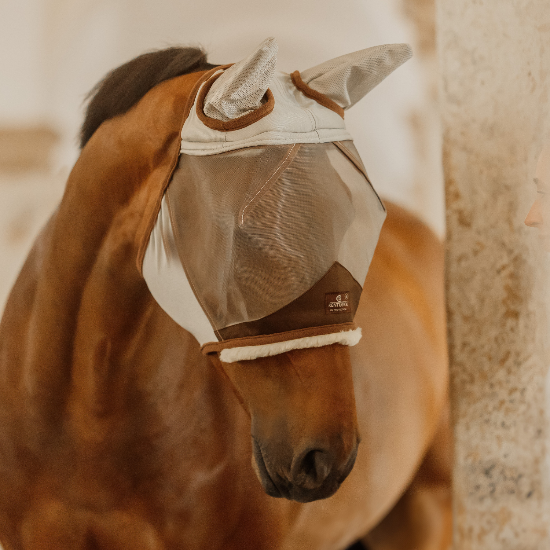 Kentucky Horsewear Fly Mask Skin Friendly With Ears, Silver
