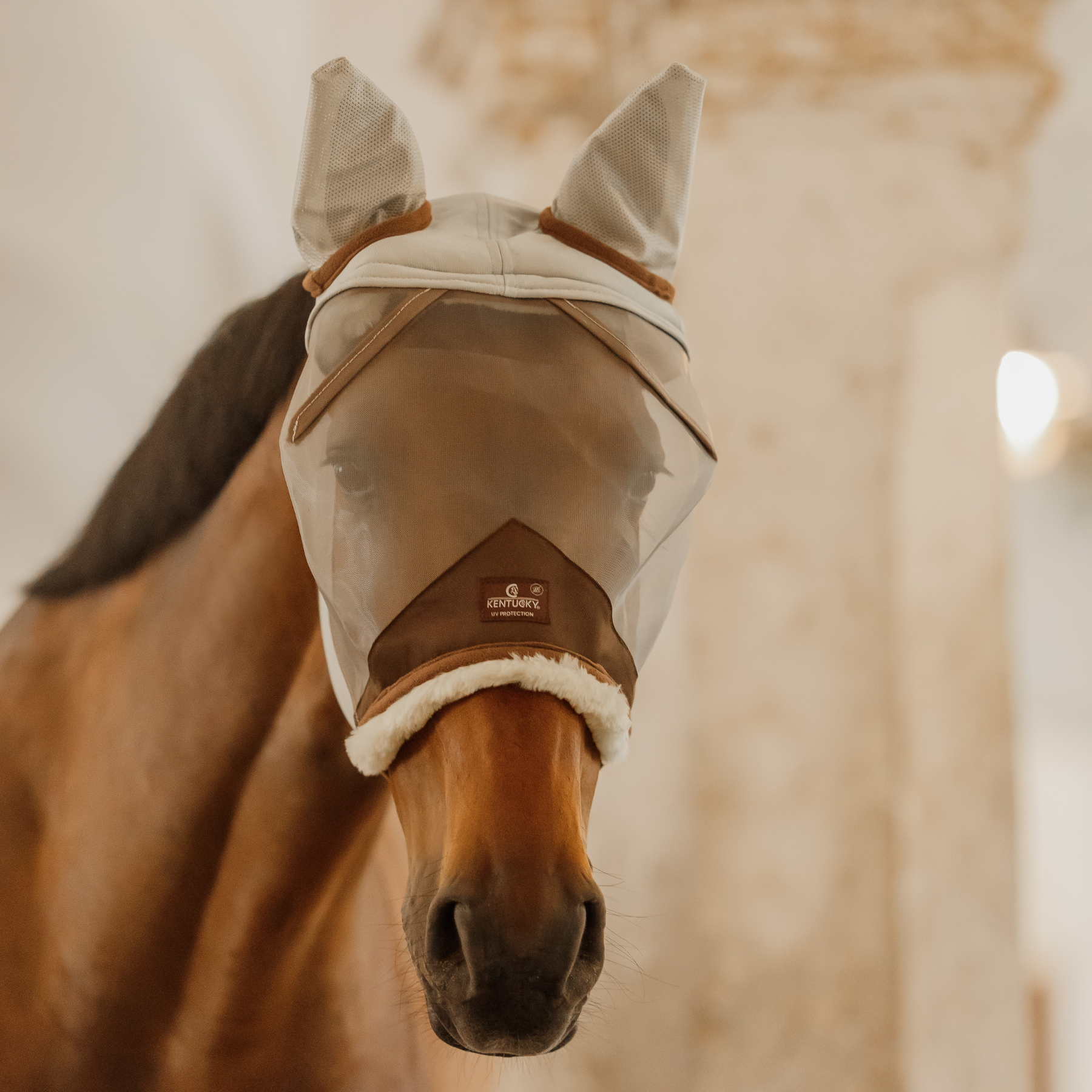 Kentucky Horsewear Fly Mask Skin Friendly With Ears, Silver