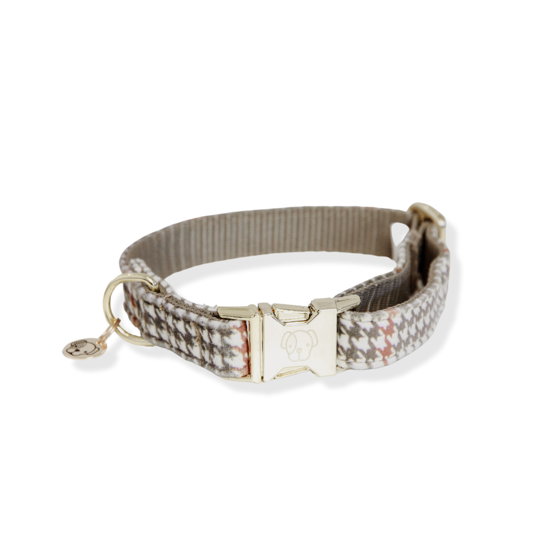 Kentucky Dog Collar Pied-de-Poule, Beige