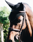 Kentucky Horsewear Fly Veil Long Stone & Pearl, Black