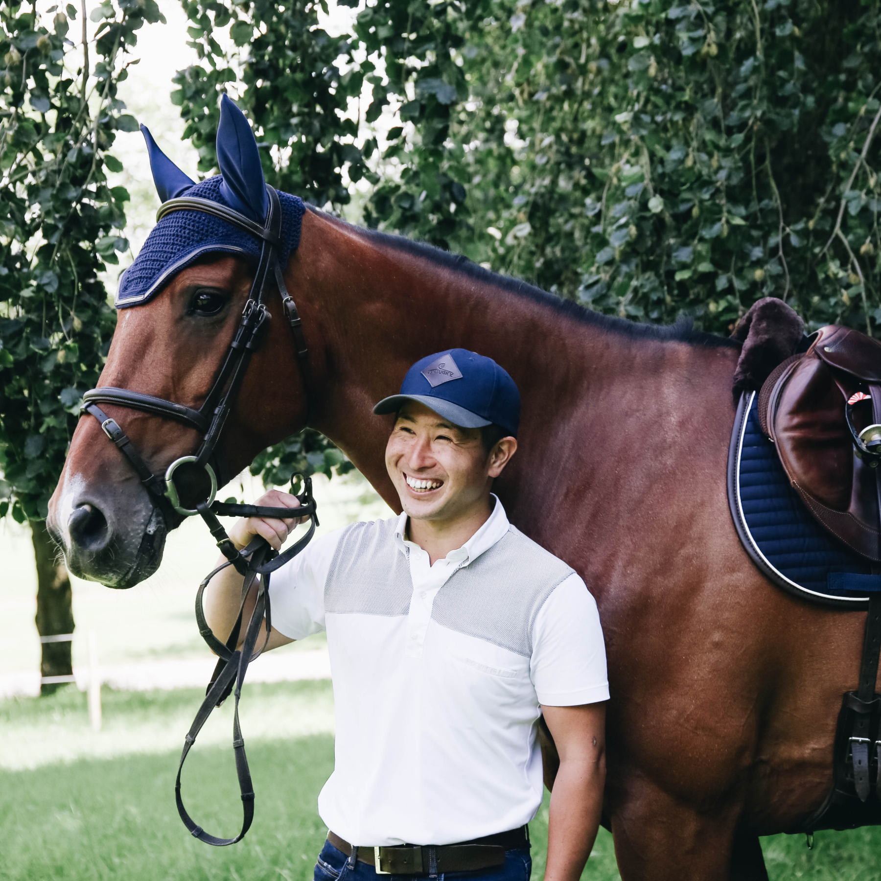 Kentucky Horsewear Fly Veil Wellington Leather, Navy
