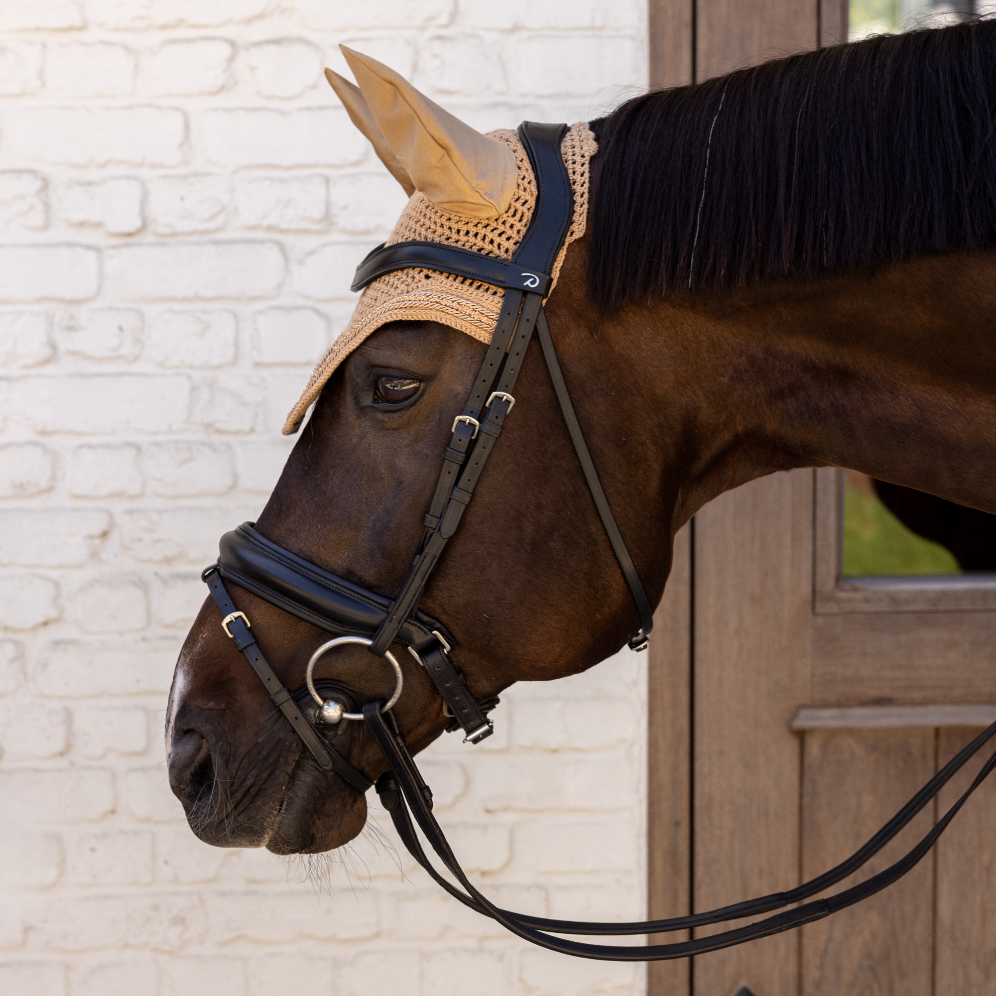 Kentucky Horsewear Fly Veil Wellington Mini Velvet Pearls, Beige