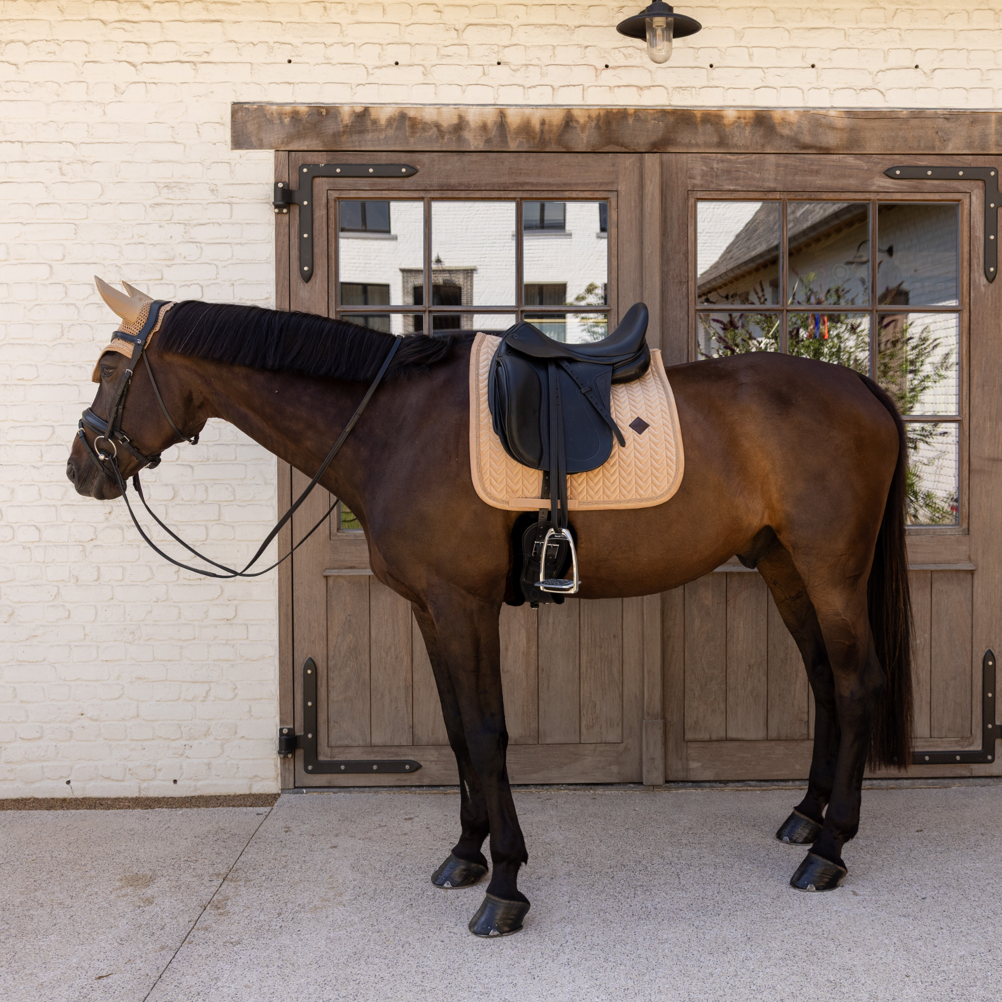 Kentucky Horsewear Fly Veil Wellington Mini Velvet Pearls, Beige
