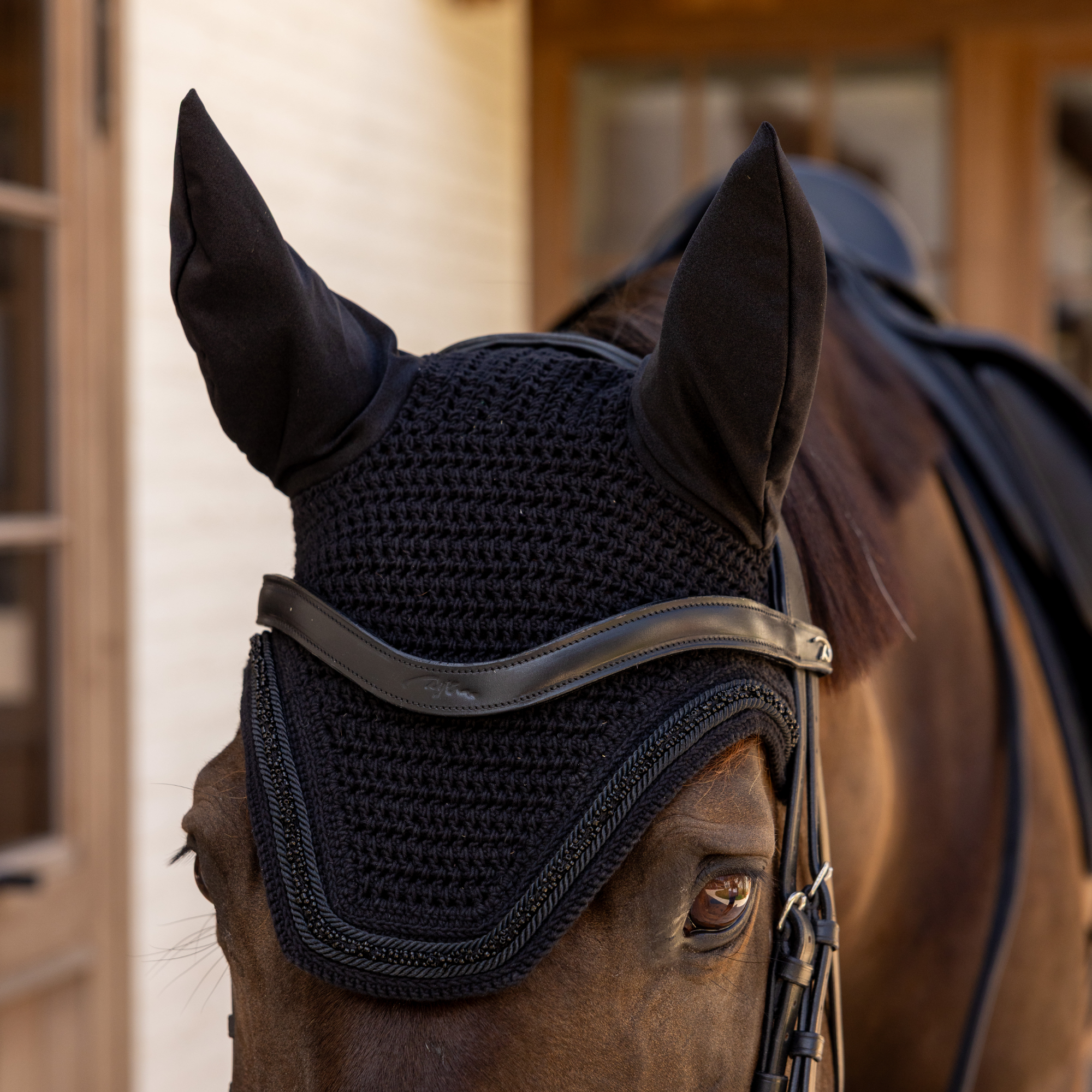 Kentucky Horsewear Fly Veil Wellington Mini Velvet Pearls, Black