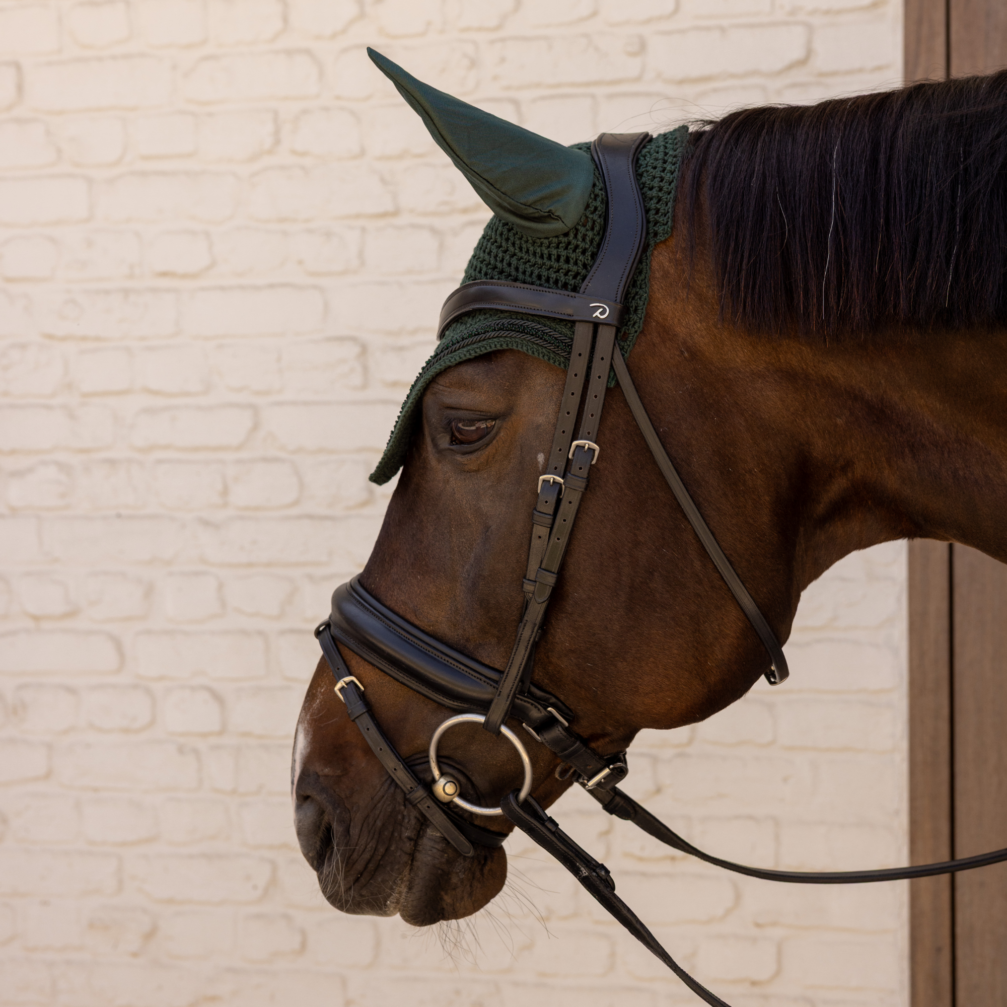 Kentucky Horsewear Fly Veil Wellington Mini Velvet Pearls, Pine Green