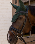 Kentucky Horsewear Fly Veil Wellington Mini Velvet Pearls, Pine Green