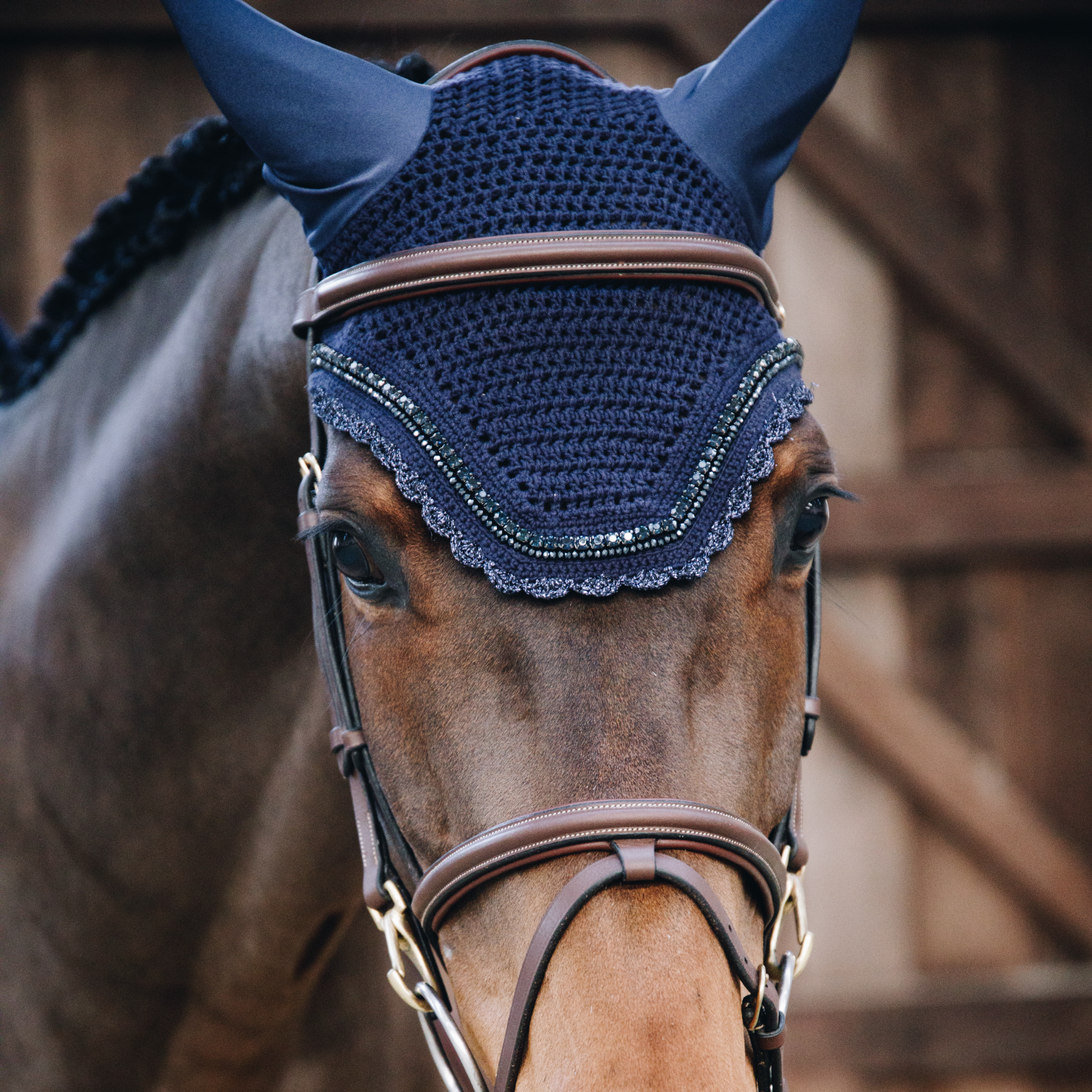 Kentucky Horsewear Fly Veil Wellington Stone & Pearl