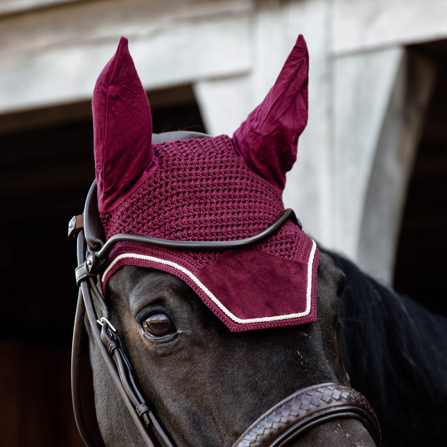 Kentucky Horsewear Fly Veil Wellington Velvet, Bordeaux