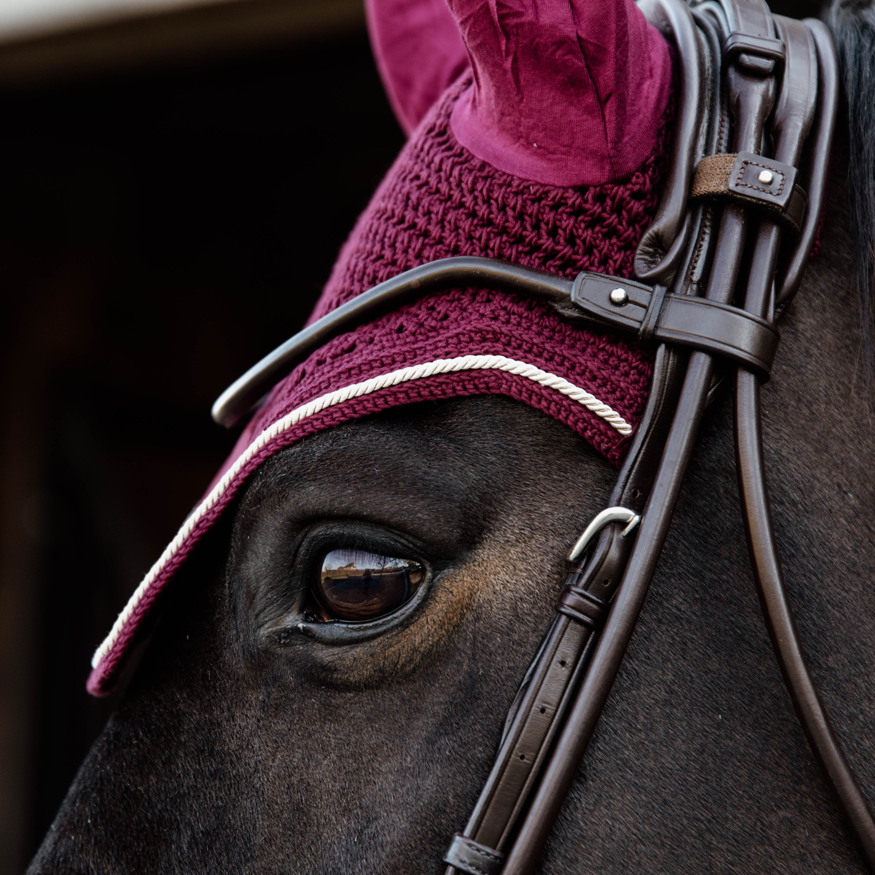 Kentucky Horsewear Fly Veil Wellington Velvet, Bordeaux