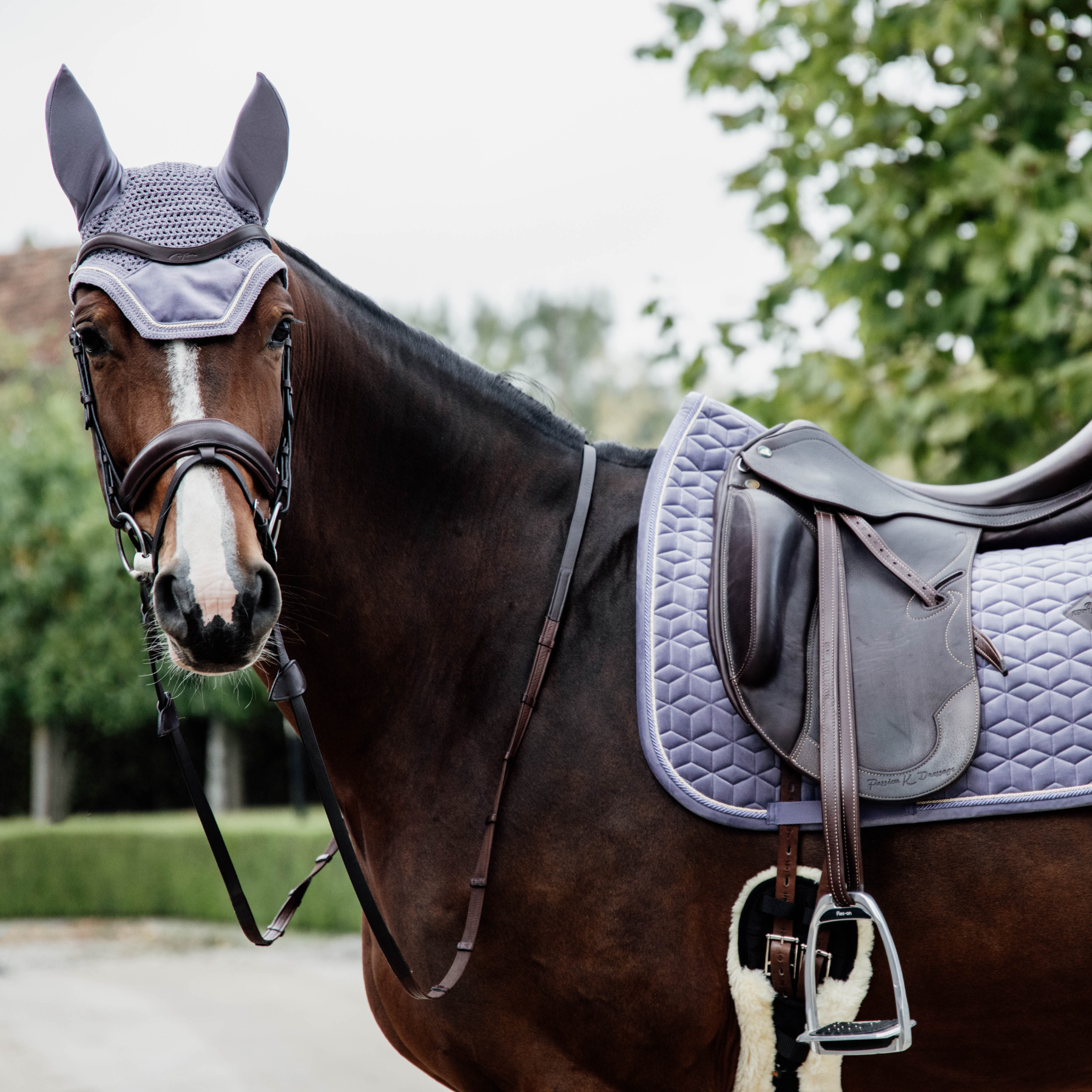 Kentucky Horsewear Fly Veil Wellington Velvet, Purple
