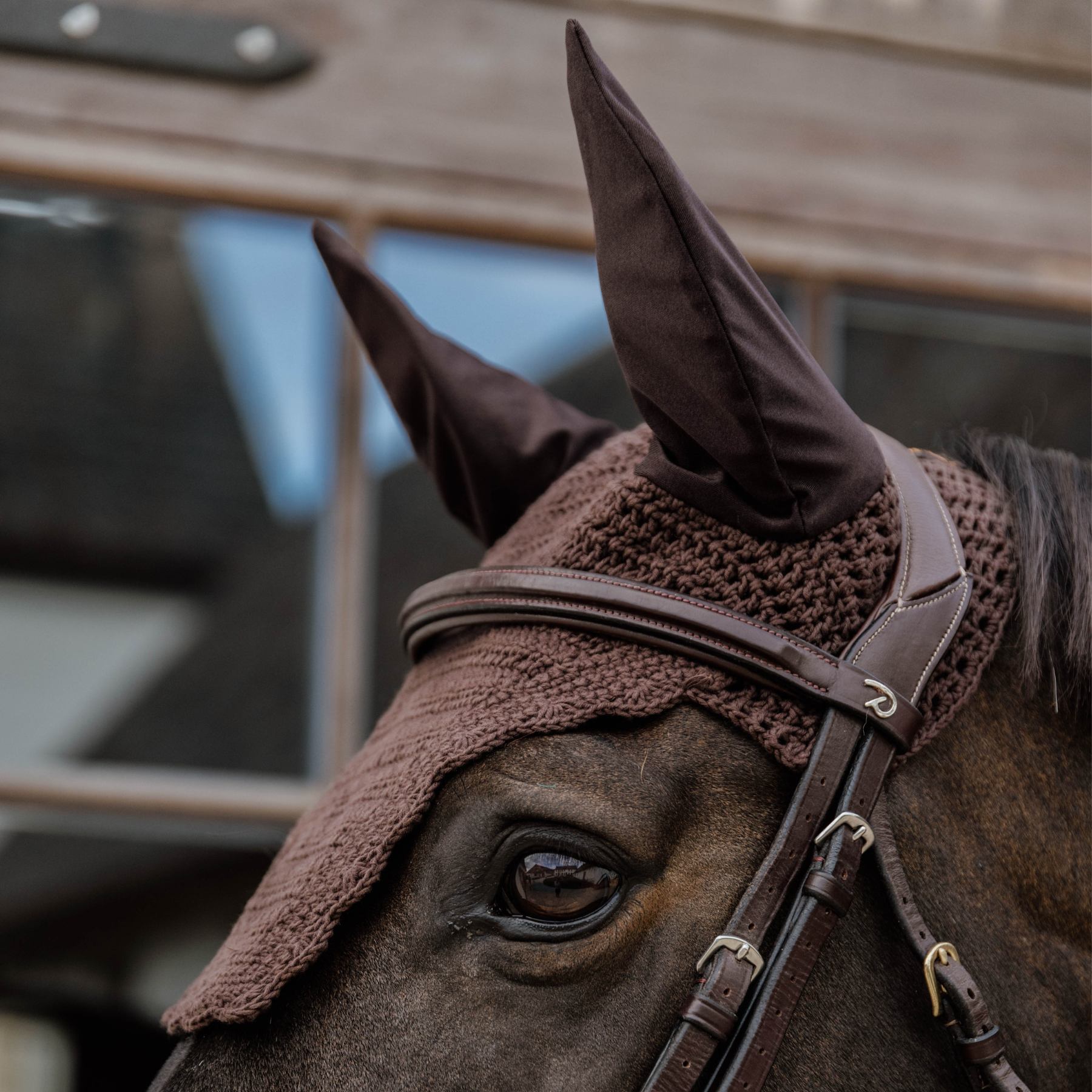 Kentucky Horsewear Fly Veil Wellington Wave, Brown