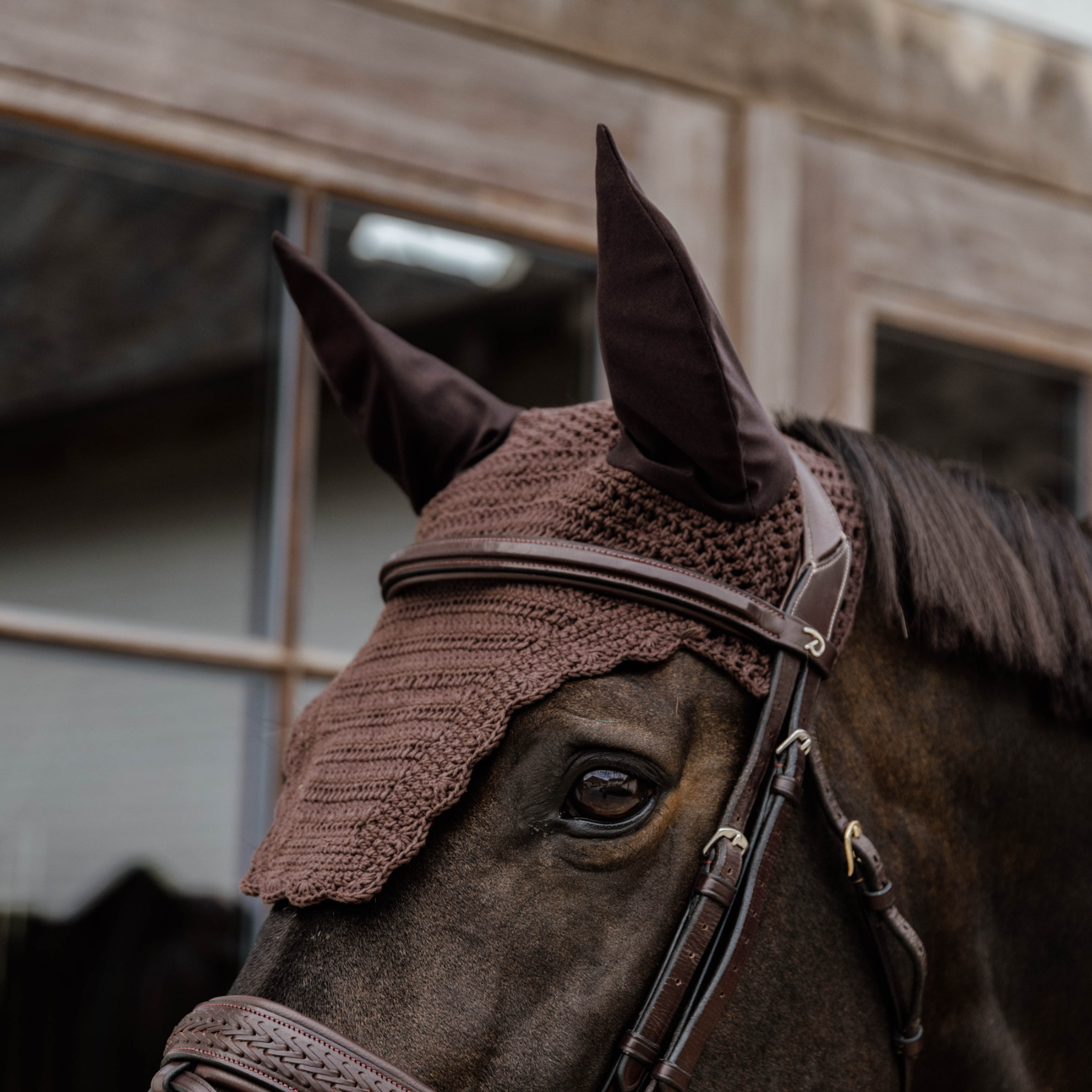 Kentucky Horsewear Fly Veil Wellington Wave, Brown