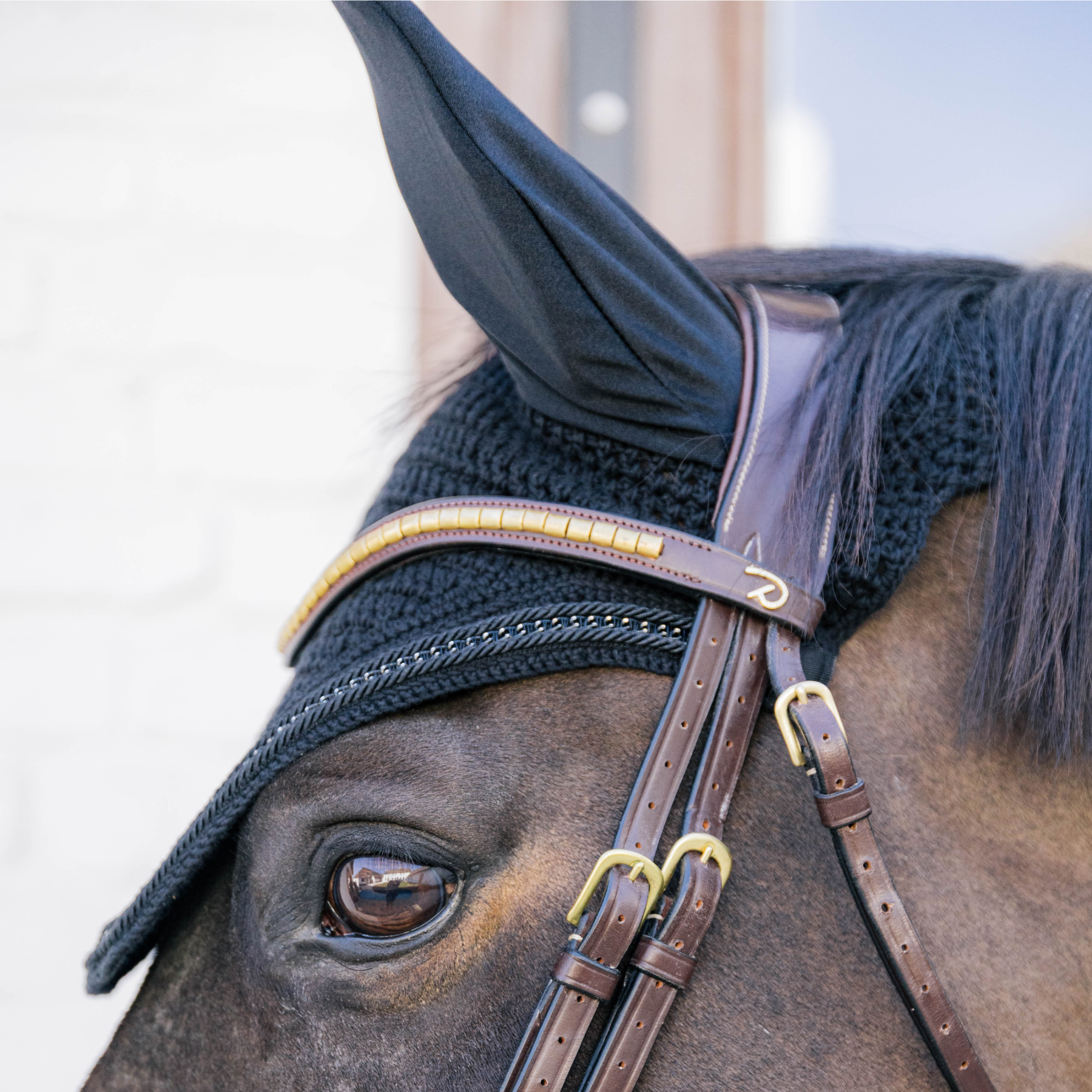 Kentucky Horsewear Fly Veil Wellington with Metal Chain, Black