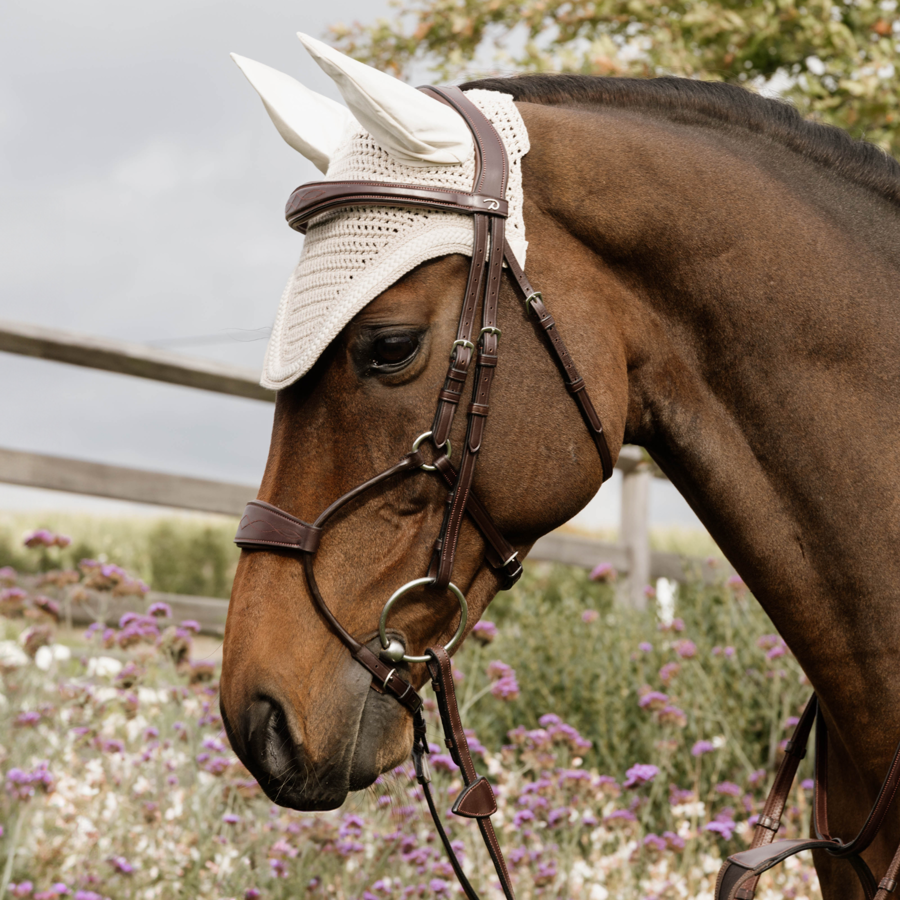 Kentucky Horsewear Fly Veil Wellington with Plaited Cord, Beige