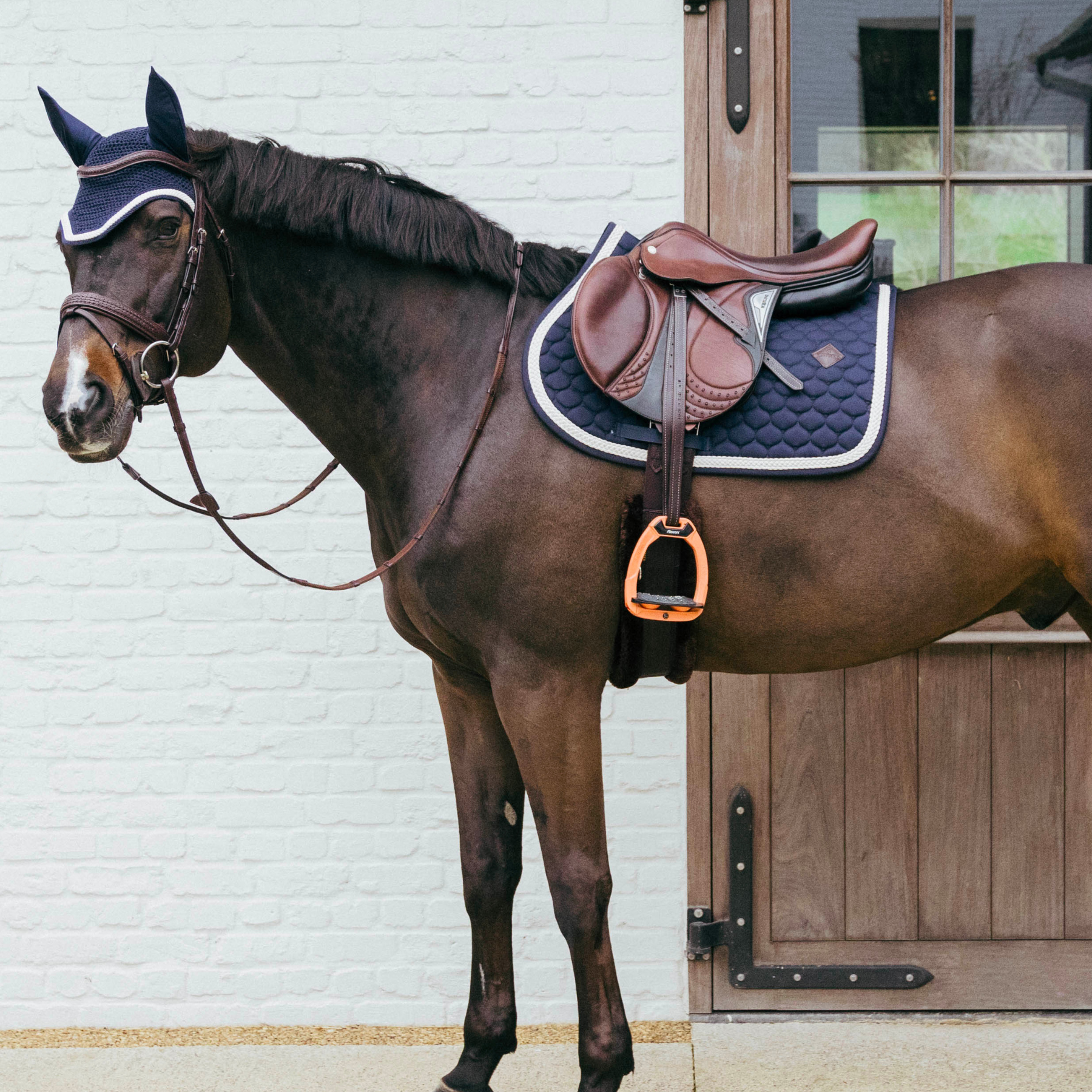 Kentucky Horsewear Fly Veil Wellington with Plaited Cord, Navy