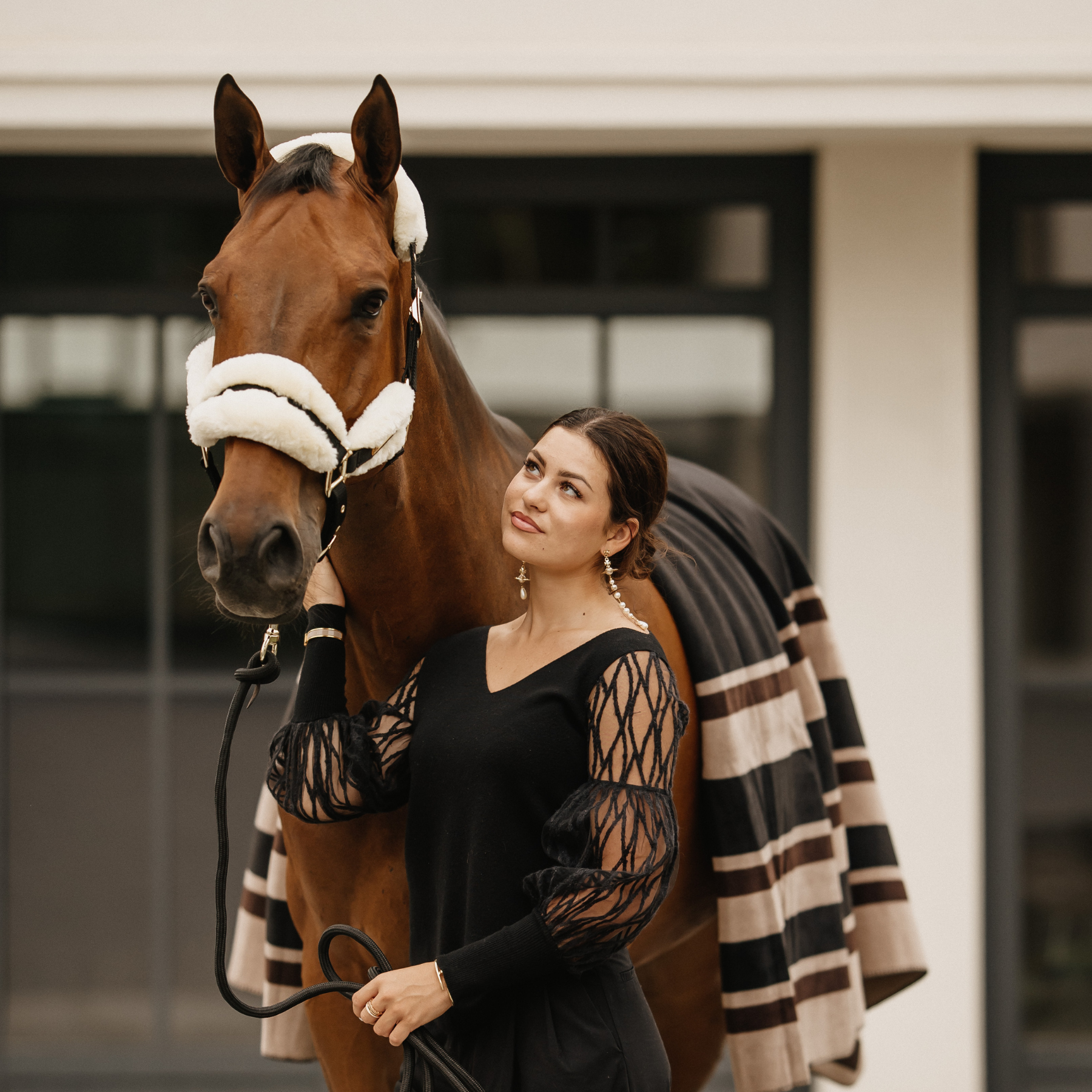 Kentucky Horsewear Nylon Sheepskin Halter Soft, Natural