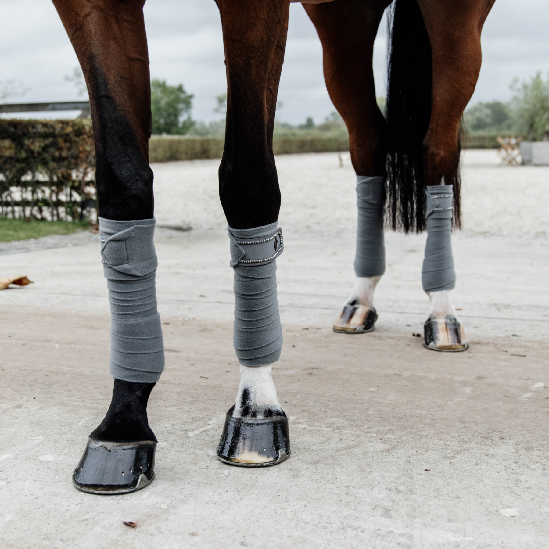 Kentucky Horsewear Polar Fleece Bandage Pearls, Grey, Full