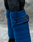 Kentucky Horsewear Polar Fleece Bandage Velvet Pearls, Navy, Full