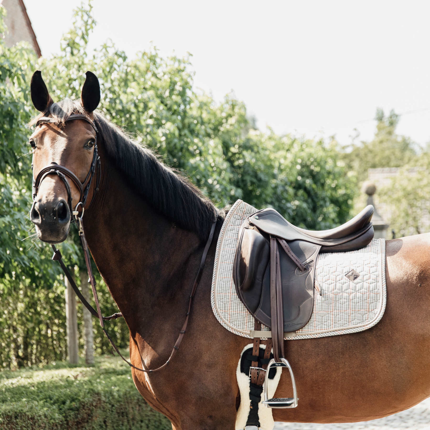 Kentucky Horsewear Saddle Pad Pied-de-Poule Dressage, Beige