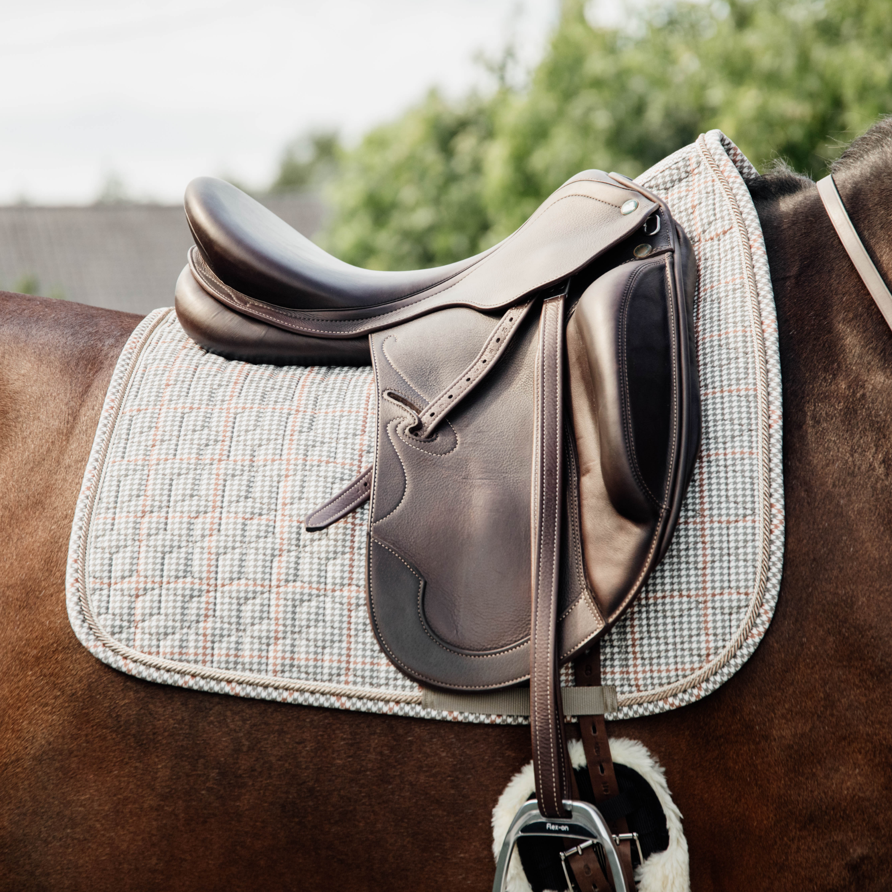 Kentucky Horsewear Saddle Pad Pied-de-Poule Dressage, Beige