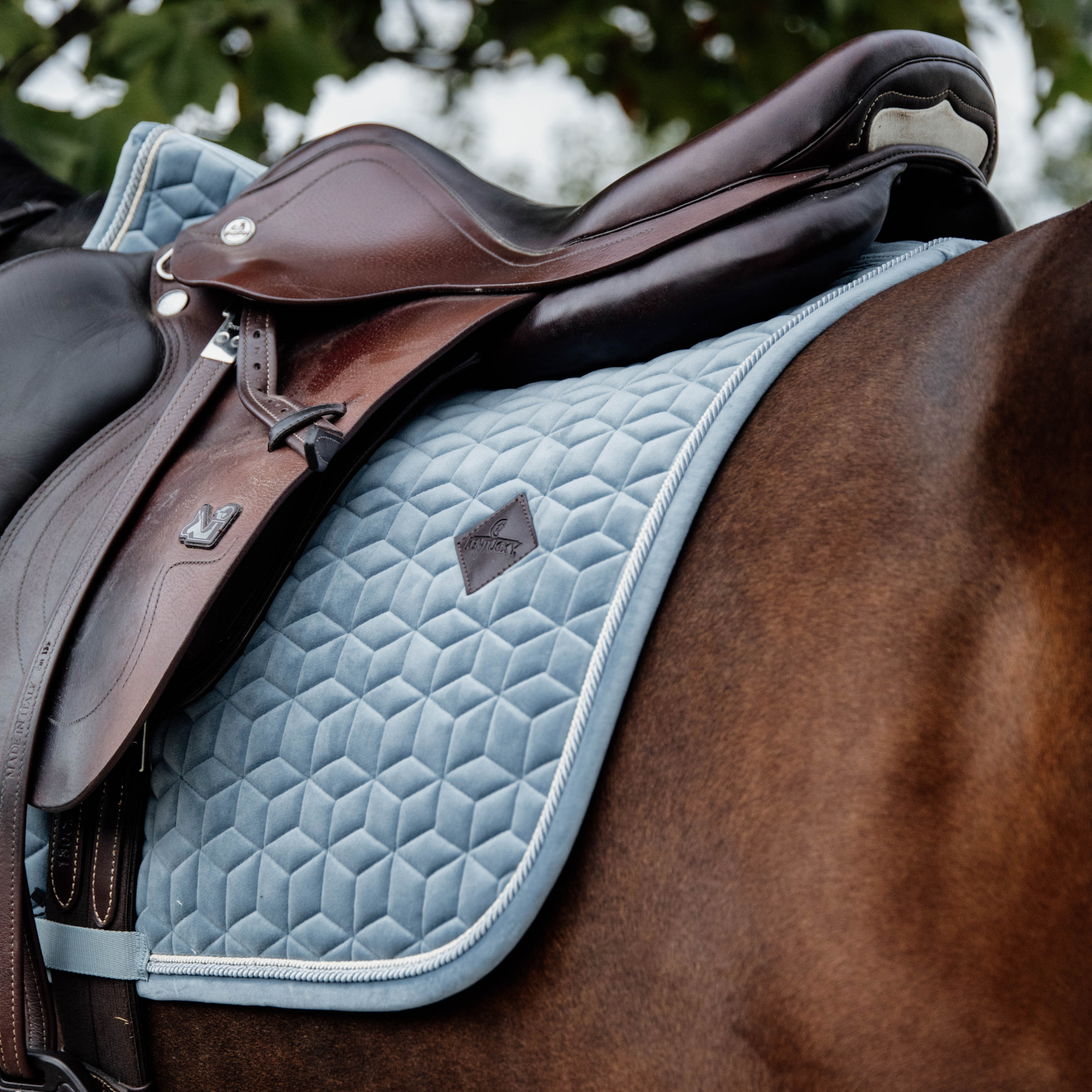 Kentucky Horsewear Saddle Pad Velvet Dressage Light Blue Edition
