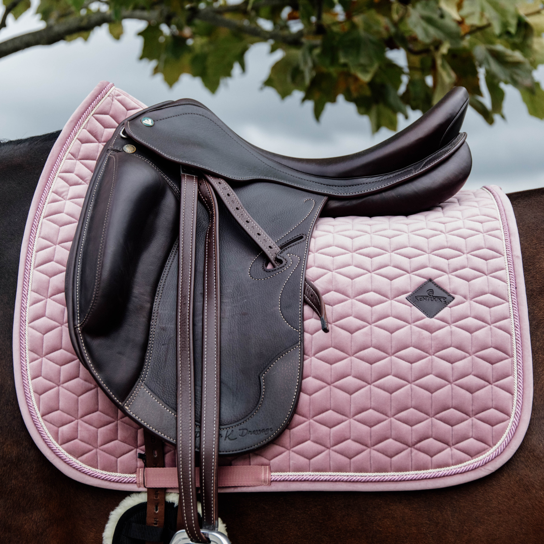 Kentucky Horsewear Saddle Pad Velvet Dressage Old Rose Edition