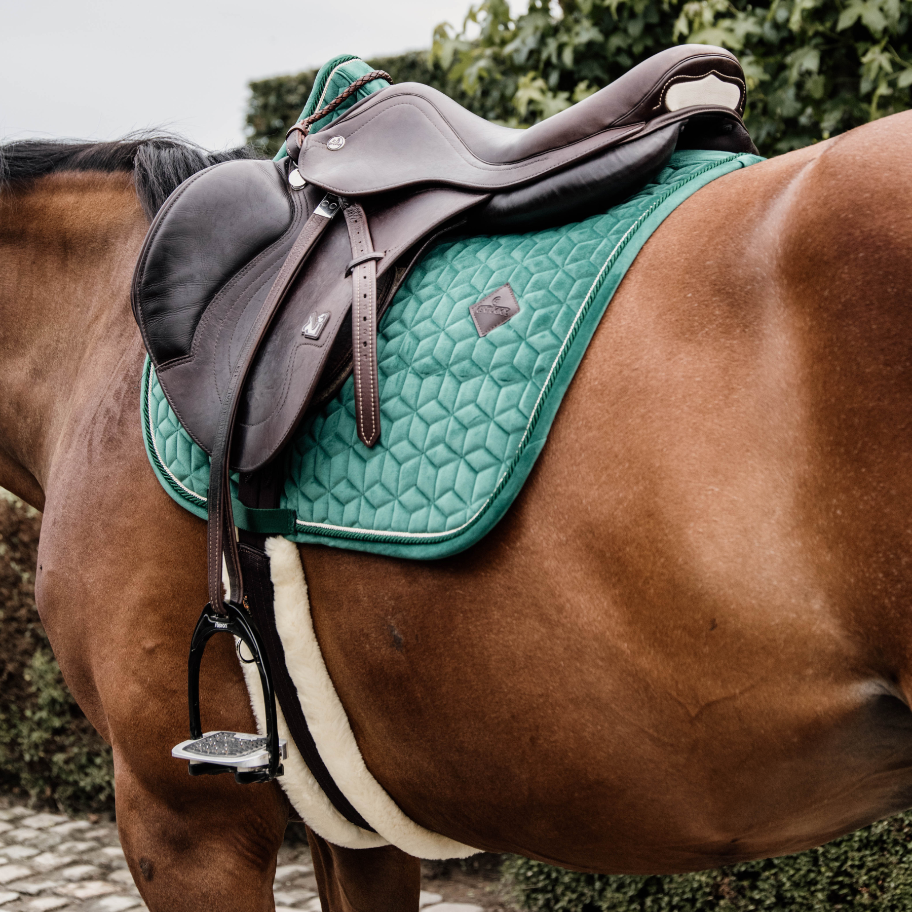 Kentucky Horsewear Saddle Pad Velvet Jumping Dark Green Edition