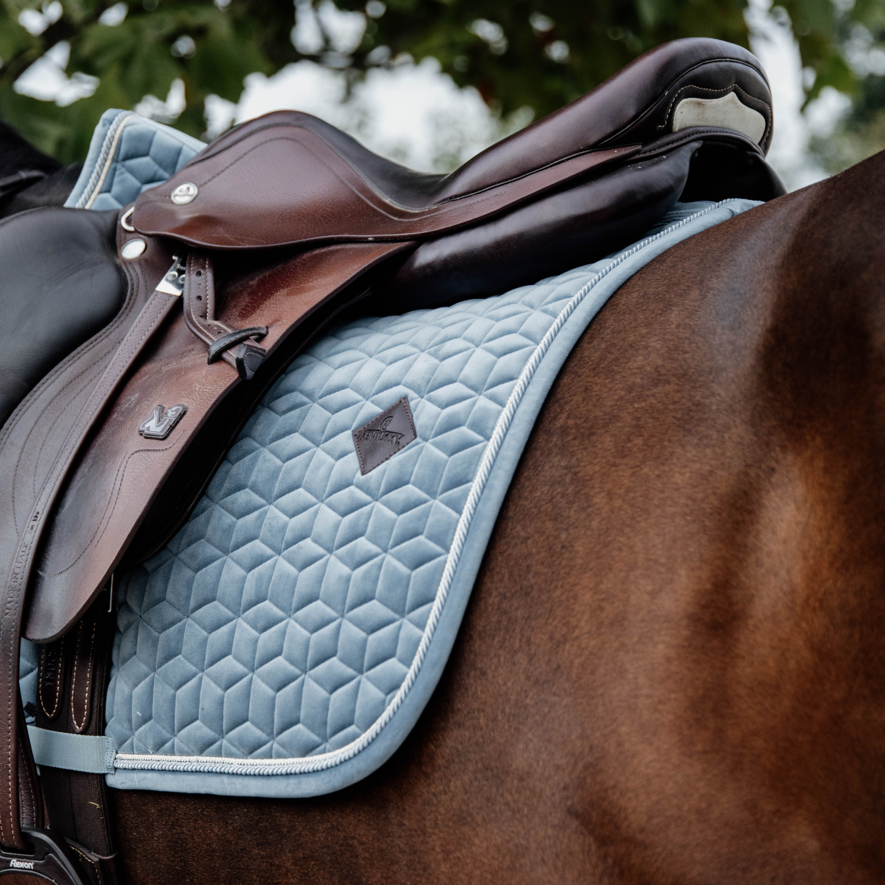 Kentucky Horsewear Saddle Pad Velvet Jumping Light Blue Edition