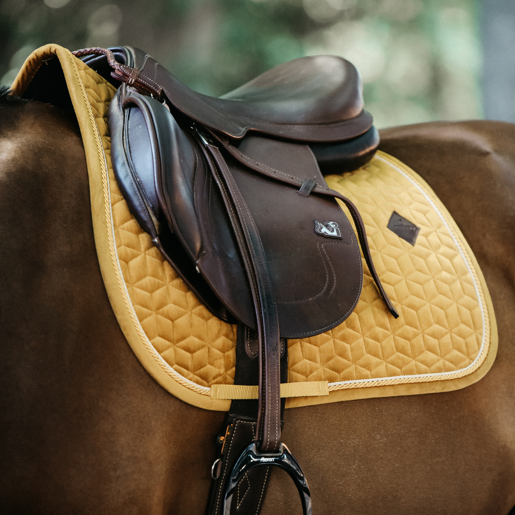 Kentucky Horsewear Saddle Pad Velvet Jumping Mustard Edition