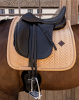 Kentucky Horsewear Saddle Pad Velvet Mini Pearls Dressage, Beige