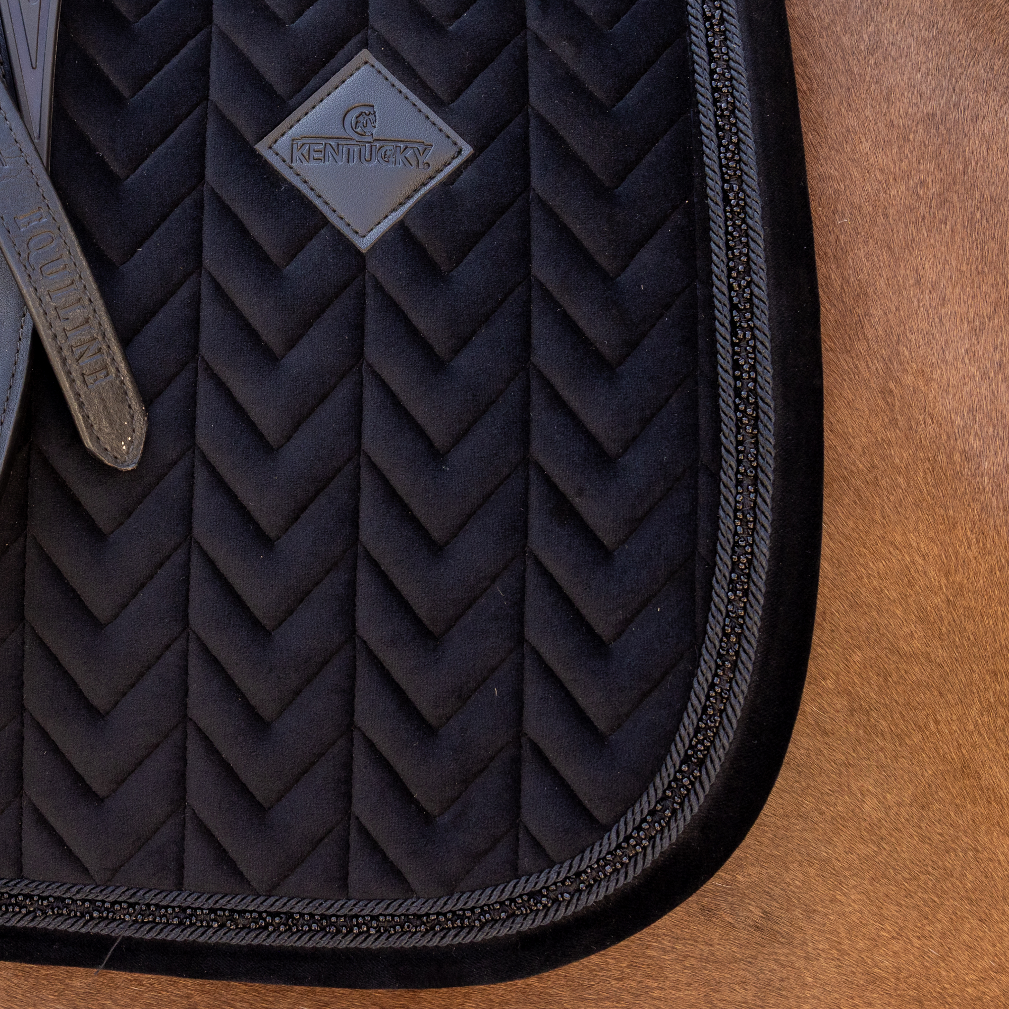 Kentucky Horsewear Saddle Pad Velvet Mini Pearls Dressage, Black