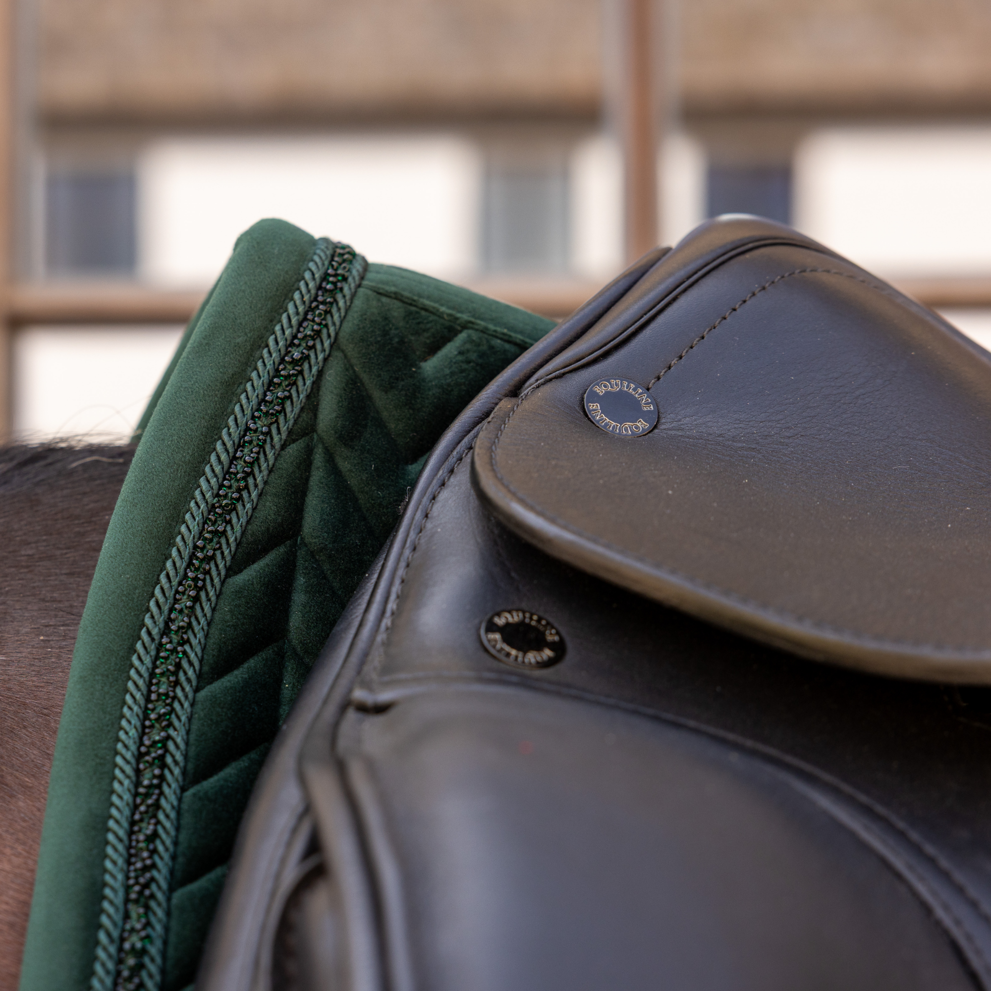 Kentucky Horsewear Saddle Pad Velvet Mini Pearls Dressage, Pine Green