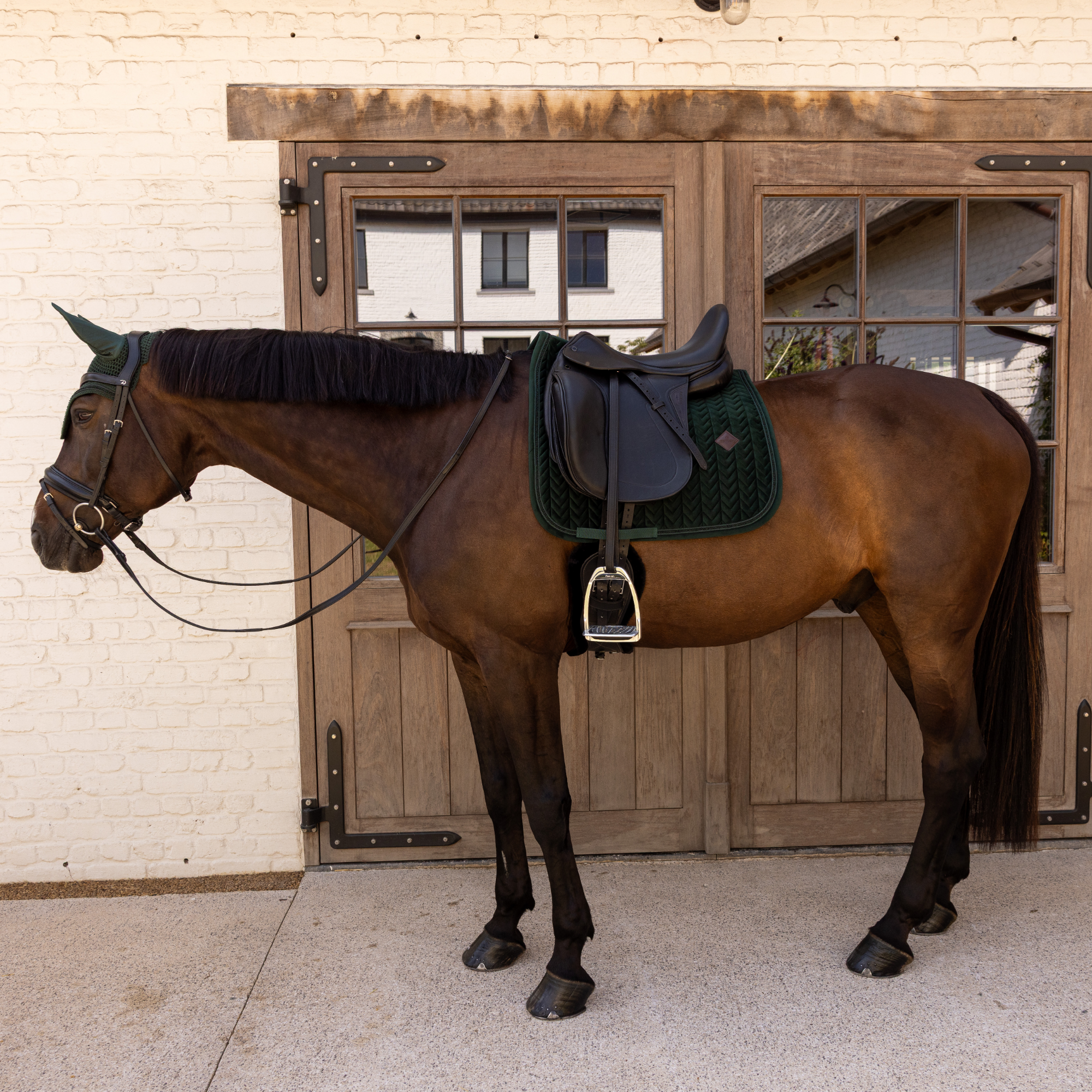 Kentucky Horsewear Saddle Pad Velvet Mini Pearls Dressage, Pine Green