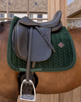 Kentucky Horsewear Saddle Pad Velvet Mini Pearls Dressage, Pine Green